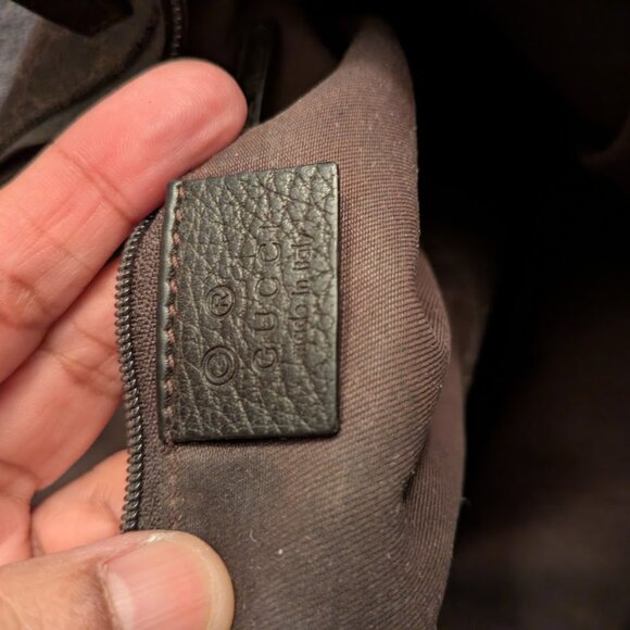 🤞LAST DROP🤞GUCCI Denim Monogram Hobo Dark Brown w/ Dust Bag - Picture 9 of 13
